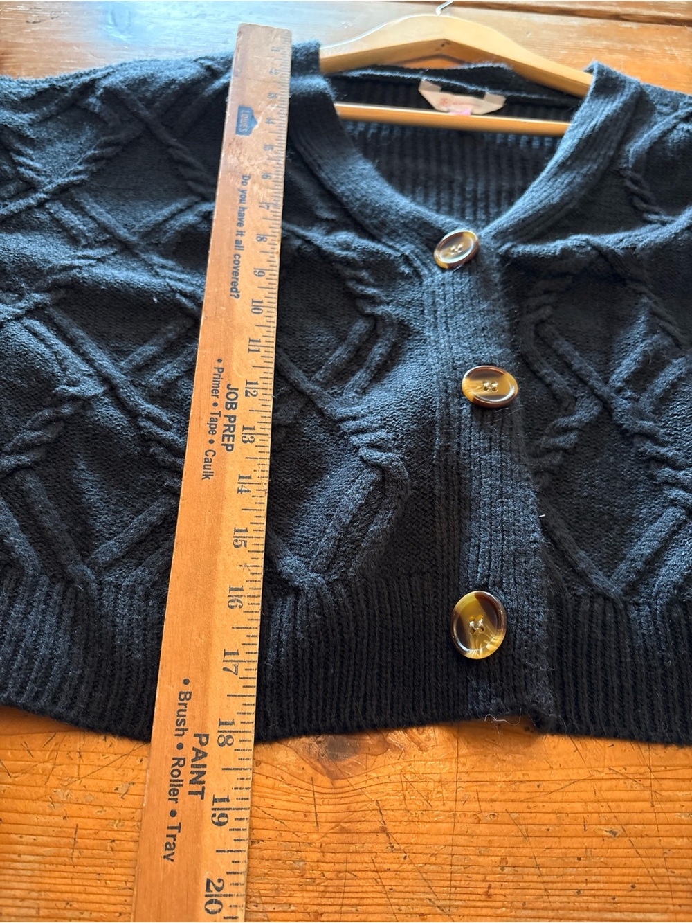 No Boundaries Black Cropped Cable Knit Cardigan Large Button Front Sweater - Picture 5 of 5